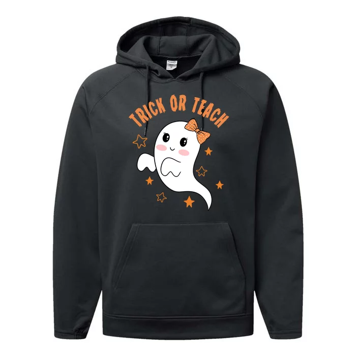 Trick Or Teach Cute Halloween Teacher Performance Fleece Hoodie