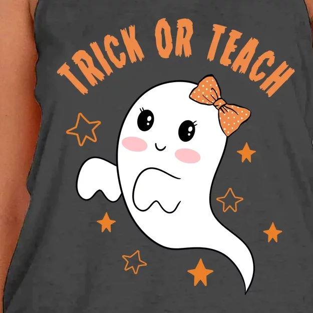 Trick Or Teach Cute Halloween Teacher Women's Knotted Racerback Tank