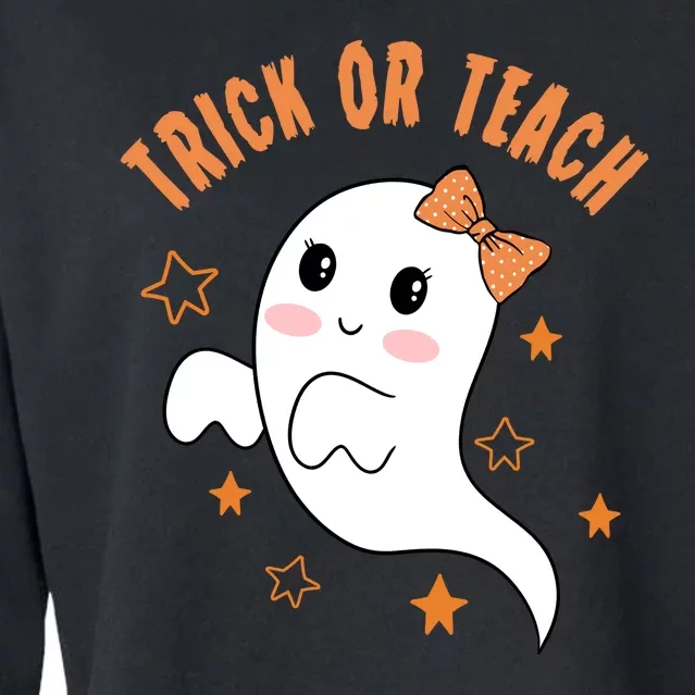 Trick Or Teach Cute Halloween Teacher Cropped Pullover Crew