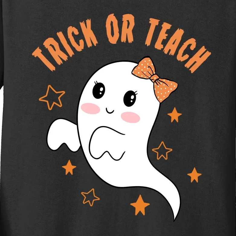 Trick Or Teach Cute Halloween Teacher Kids Long Sleeve Shirt