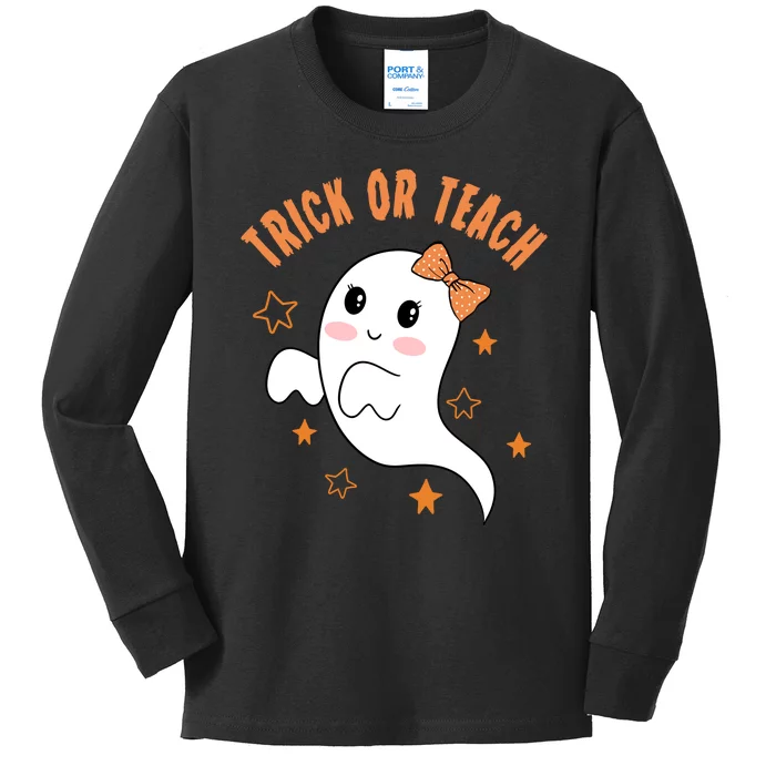 Trick Or Teach Cute Halloween Teacher Kids Long Sleeve Shirt