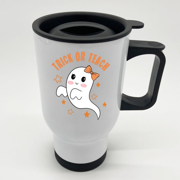 Trick Or Teach Cute Halloween Teacher Front & Back Stainless Steel Travel Mug