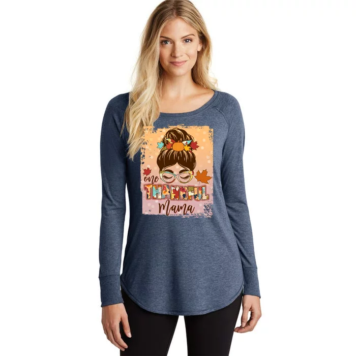 Thanksgiving One Thankful Mama Women's Perfect Tri Tunic Long Sleeve Shirt