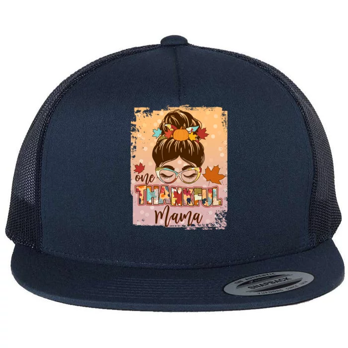 Thanksgiving One Thankful Mama Flat Bill Trucker Hat