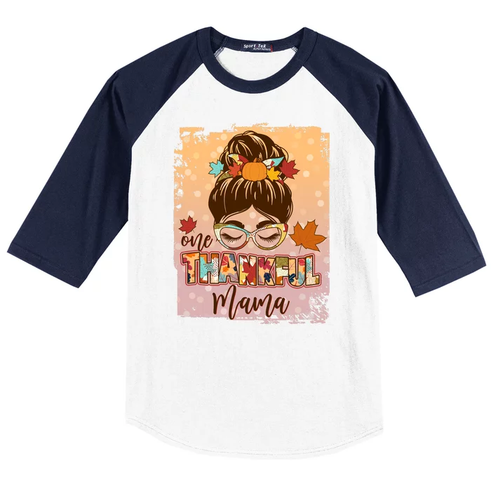 Thanksgiving One Thankful Mama Baseball Sleeve Shirt