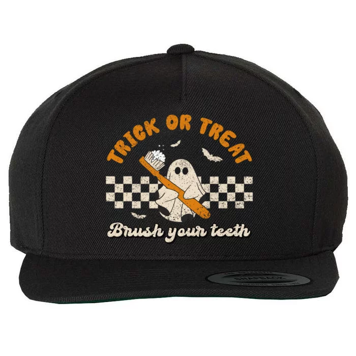 Trick Or Treat Brush Your Teeth Dentist Halloween Costume Cute Gift Wool Snapback Cap