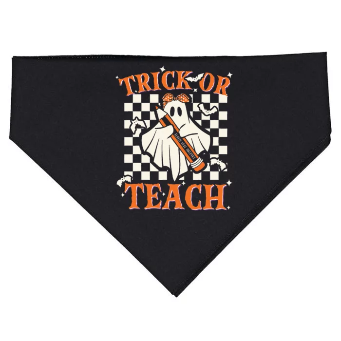 Trick Or Teach Retro Halloween Teacher USA-Made Doggie Bandana