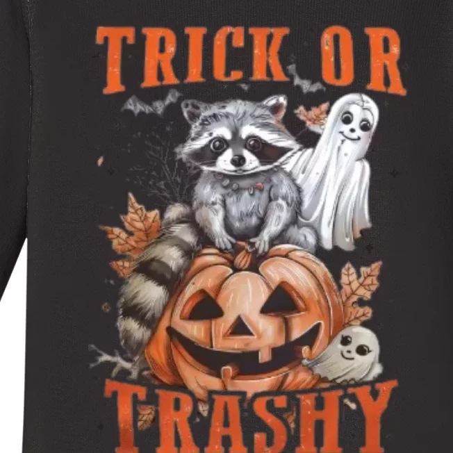 Trick Or Trashy Raccoon Feral Girl Halloween Feral Halloween Baby Long Sleeve Bodysuit