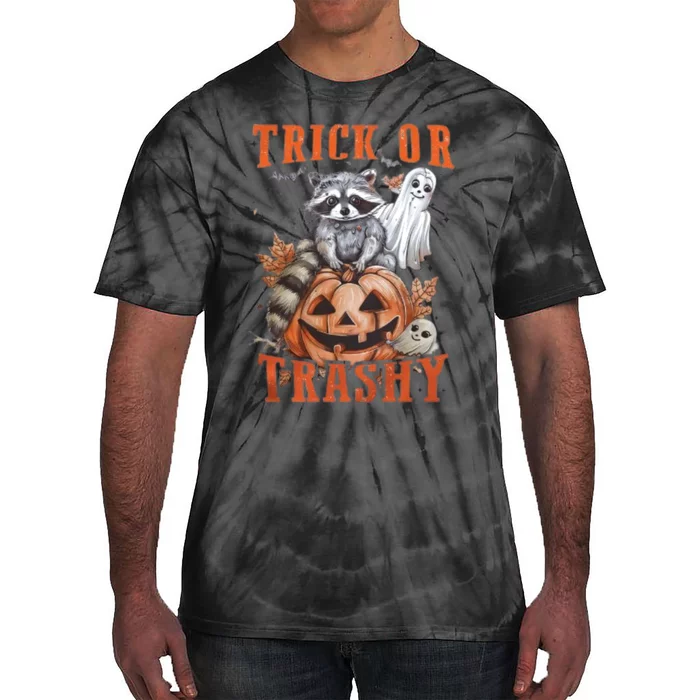 Trick Or Trashy Raccoon Feral Girl Halloween Feral Halloween Tie-Dye T-Shirt