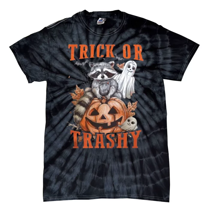 Trick Or Trashy Raccoon Feral Girl Halloween Feral Halloween Tie-Dye T-Shirt