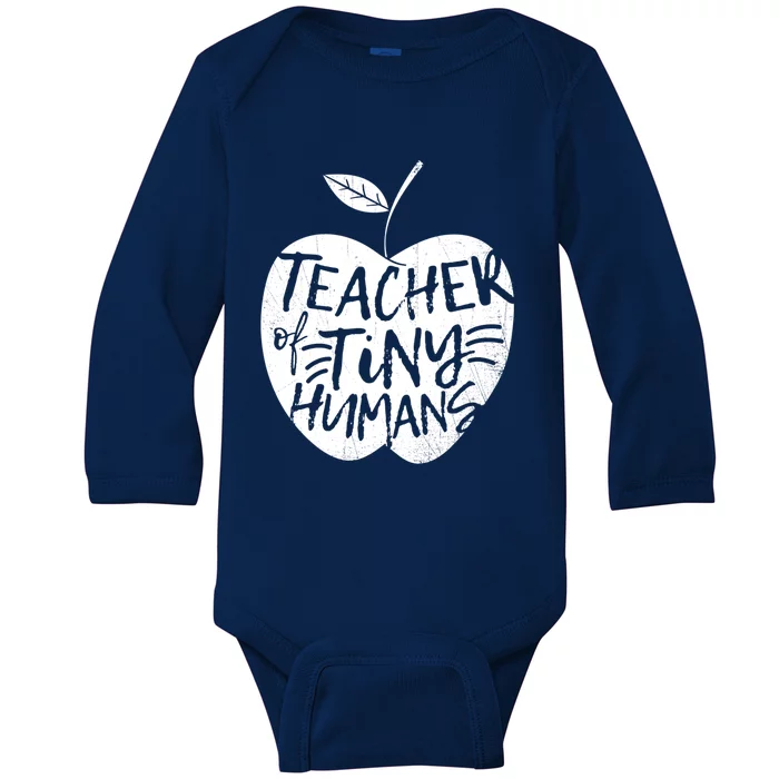 Teacher Of Tiny Hu Funny Preschool Kindergarten Teacher Gift Baby Long Sleeve Bodysuit