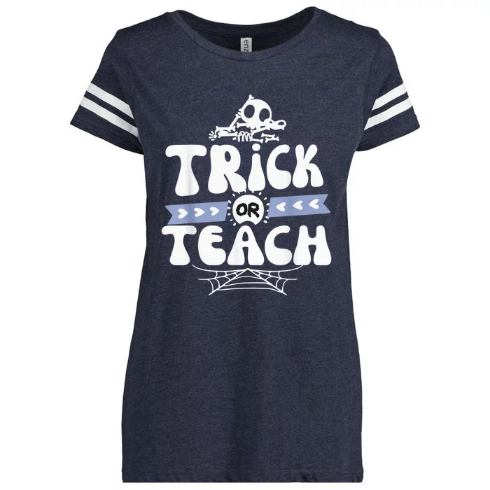 Trick or Teach Funny Halloween for Teachers Enza Ladies Jersey Football T-Shirt