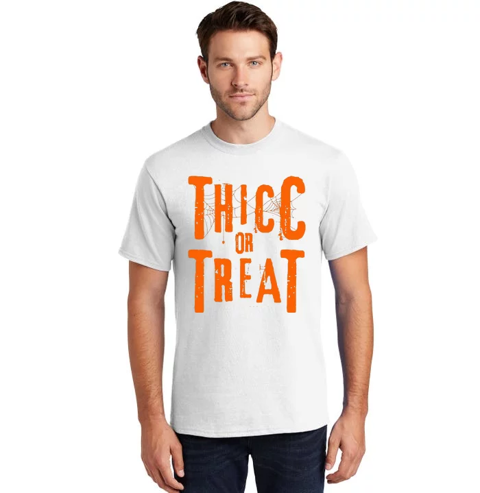 Thicc Or Treat Funny Halloween Workout Fitness Bodybuilding Tall T-Shirt