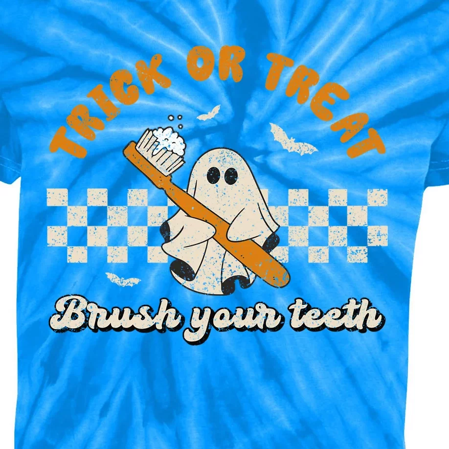 Trick Or Treat Brush Your Teeth Dentist Halloween Costume Gift Kids Tie-Dye T-Shirt