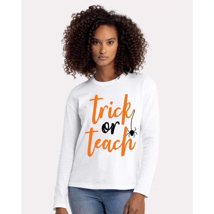 Trick Or Teach Teacher Halloween Design Womens Cotton Relaxed Long Sleeve T-Shirt