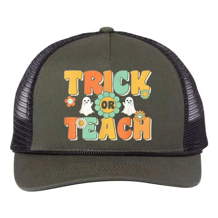 Trick or Teach Funny Halloween for Teachers Retro Rope Trucker Hat Cap