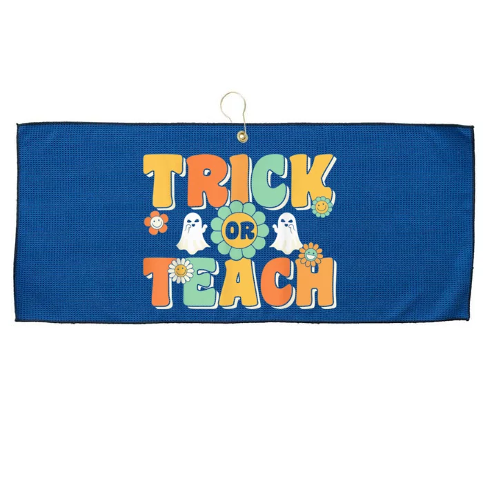 Trick or Teach Funny Halloween for Teachers Large Microfiber Waffle Golf Towel