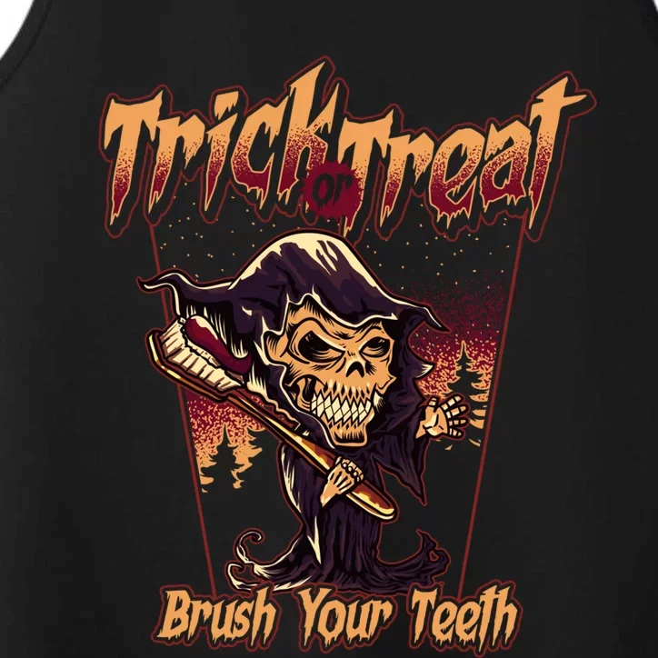 Trick Or Treat Brush Your Teeth Dentist Halloween Funny Gift Performance Tank