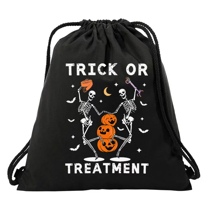 Trick Or Treatment Physical Therapy Skeleton Pt Halloween Drawstring Bag