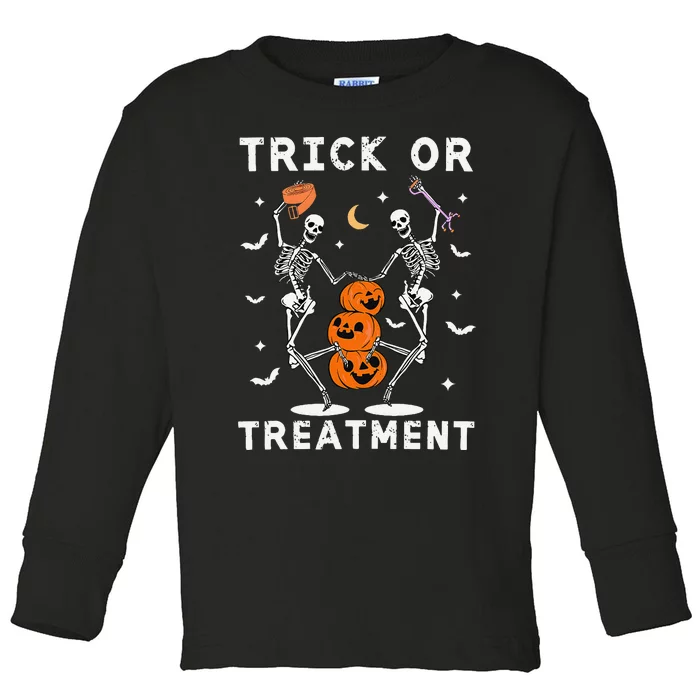 Trick Or Treatment Physical Therapy Skeleton Pt Halloween Toddler Long Sleeve Shirt