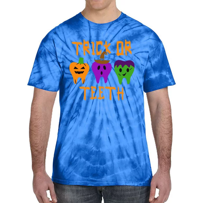 Trick Or Treat Brush Your Teeth Dentist Halloween Funny Gift Tie-Dye T-Shirt