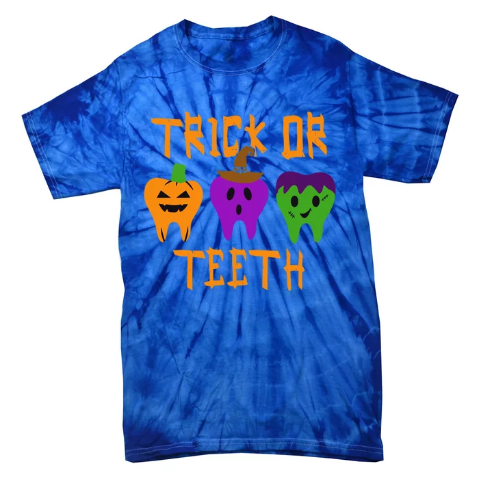 Trick Or Treat Brush Your Teeth Dentist Halloween Funny Gift Tie-Dye T-Shirt