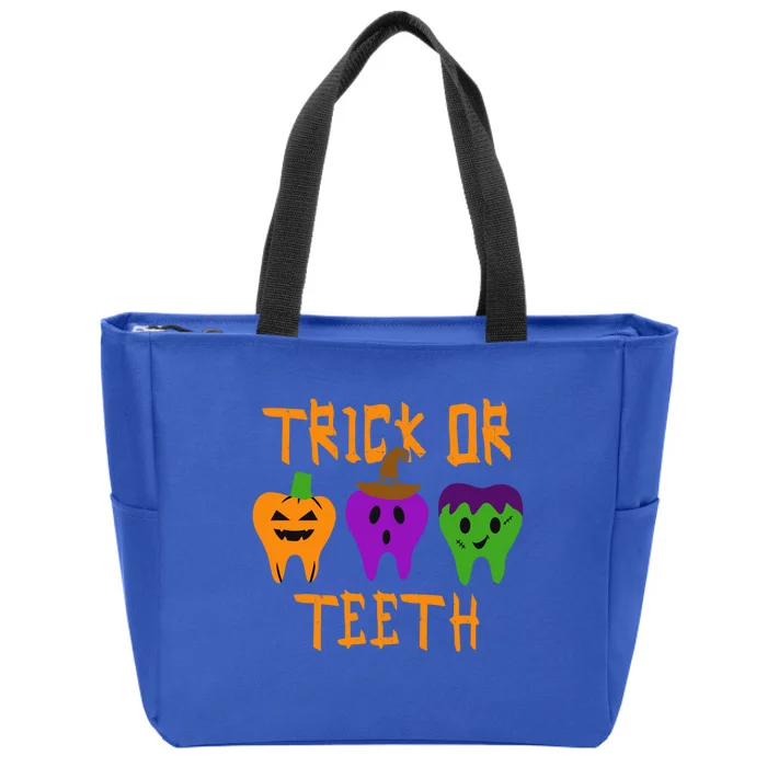 Trick Or Treat Brush Your Teeth Dentist Halloween Funny Gift Zip Tote Bag