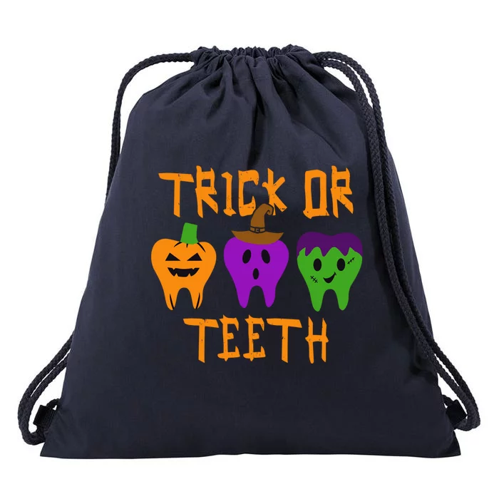 Trick Or Treat Brush Your Teeth Dentist Halloween Funny Gift Drawstring Bag