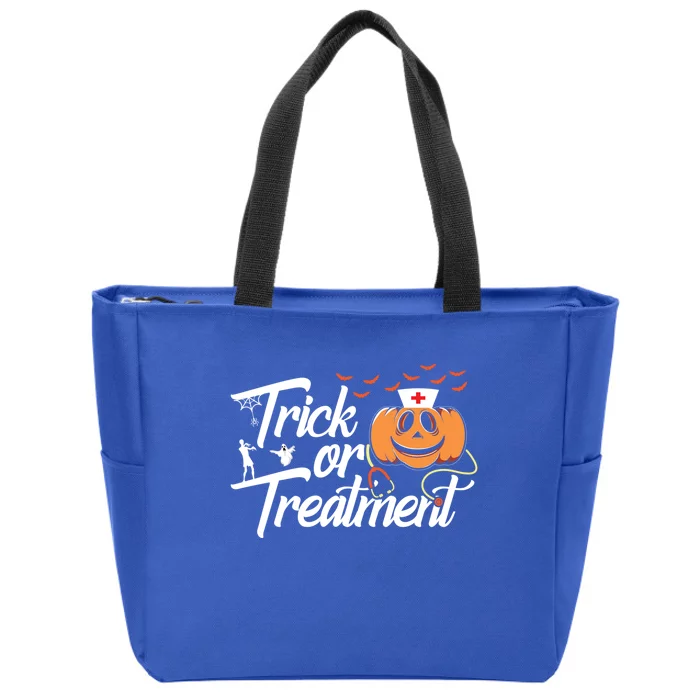 Trick Or Treatt Funny Medical Personnel Halloween Nurse Gift Zip Tote Bag