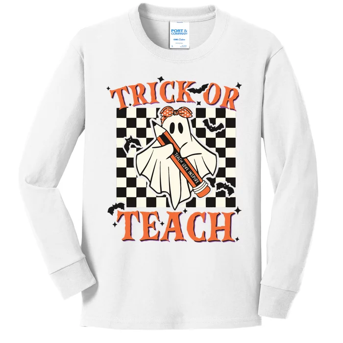 Trick Or Teach Teacher Halloween Kids Long Sleeve Shirt