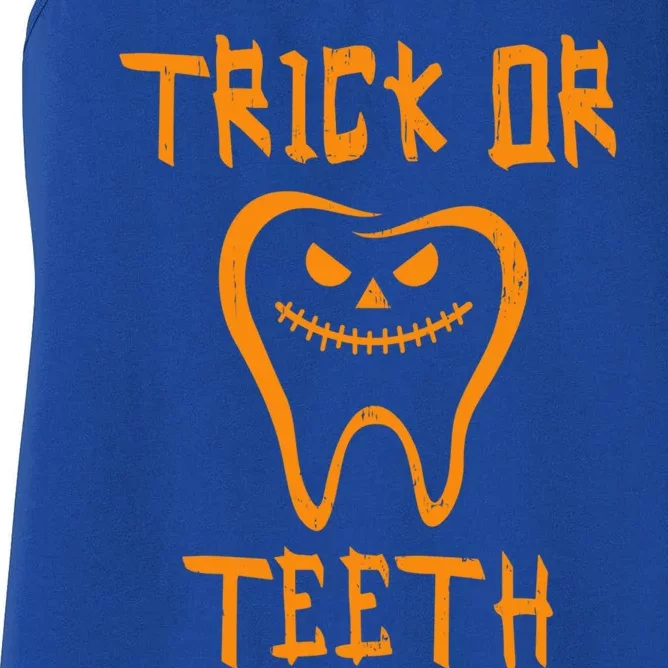 Trick Or Treat Brush Your Teeth Dentist Halloween Cute Gift Women's Racerback Tank