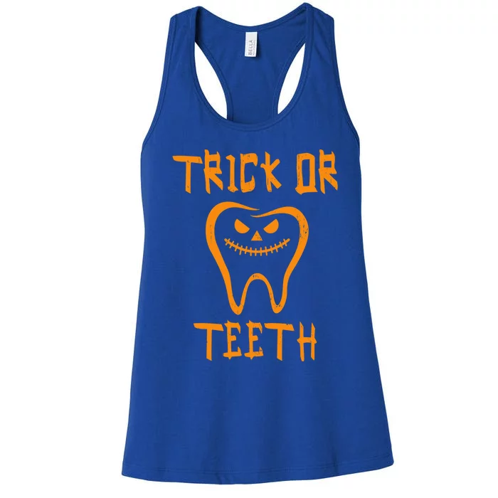 Trick Or Treat Brush Your Teeth Dentist Halloween Cute Gift Women's Racerback Tank