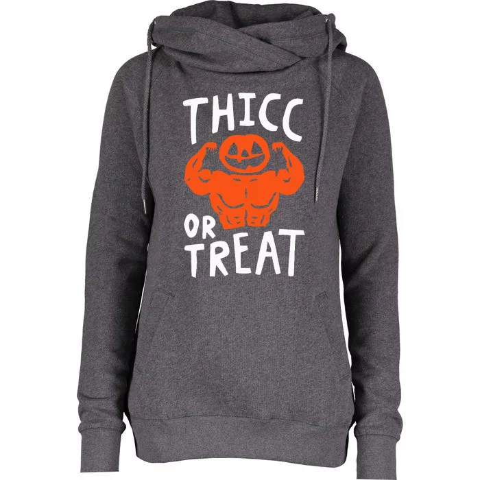 Trick Or Treat Pun Lazy Halloween Costume Workout Gym Lover Womens Funnel Neck Pullover Hood