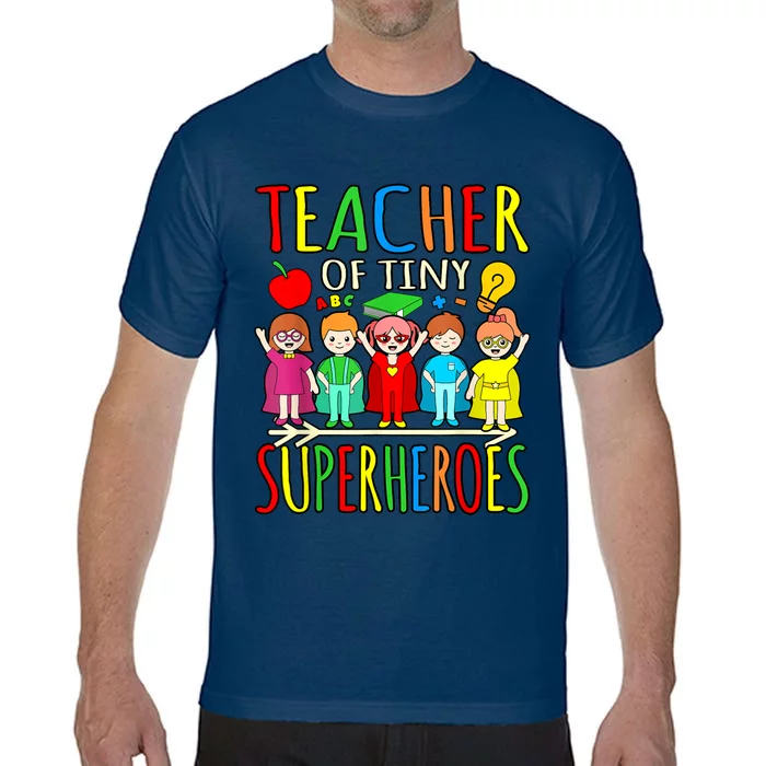 Teacher Of Tiny Superheroes First Day Back To School Graphic Comfort Colors T-Shirt