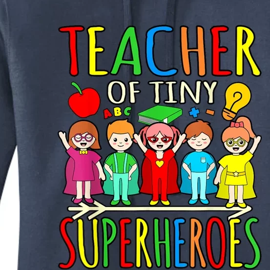 Teacher Of Tiny Superheroes First Day Back To School Graphic Women's Pullover Hoodie