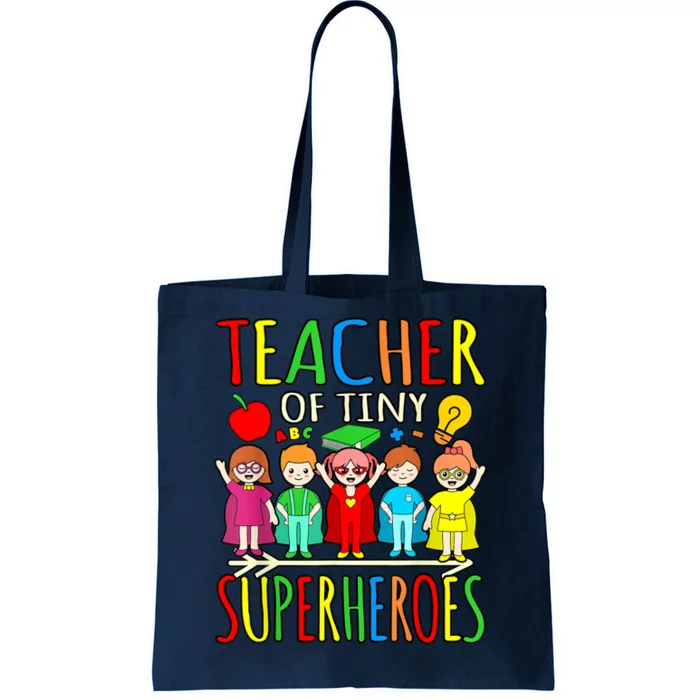 Teacher Of Tiny Superheroes First Day Back To School Graphic Tote Bag