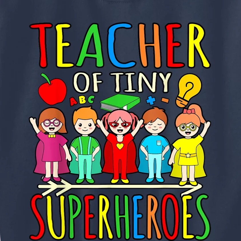 Teacher Of Tiny Superheroes First Day Back To School Graphic Kids Sweatshirt