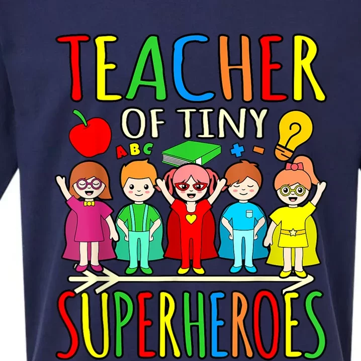 Teacher Of Tiny Superheroes First Day Back To School Graphic Sueded Cloud Jersey T-Shirt