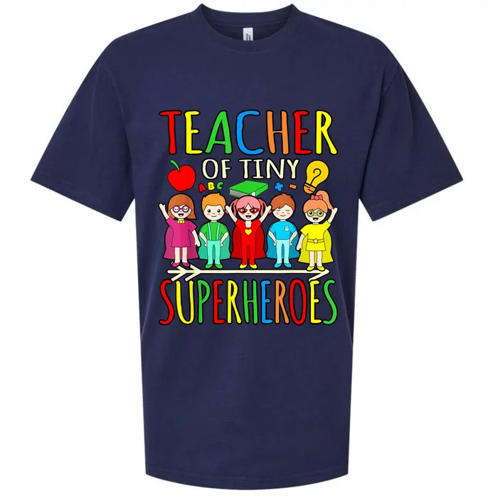 Teacher Of Tiny Superheroes First Day Back To School Graphic Sueded Cloud Jersey T-Shirt