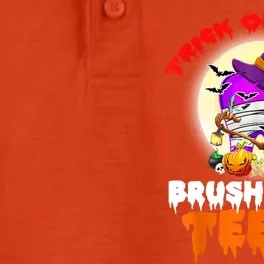 Trick Or Treat Brush Your Teeth Dentist Pun Halloween Dental Gift Dry Zone Grid Performance Polo