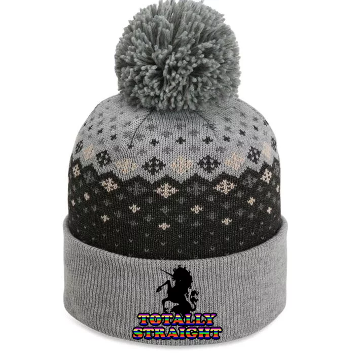 Totally Straight Unicorn Rainbow Pride The Baniff Cuffed Pom Beanie