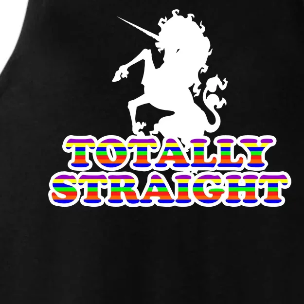 Totally Straight Unicorn Rainbow Pride Ladies Tri-Blend Wicking Tank