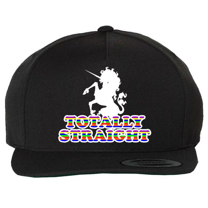 Totally Straight Unicorn Rainbow Pride Wool Snapback Cap