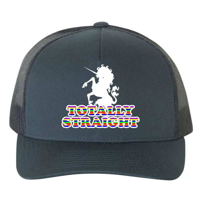 Totally Straight Unicorn Rainbow Pride Yupoong Adult 5-Panel Trucker Hat