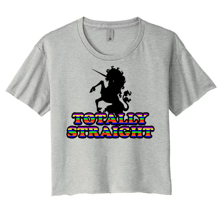 Totally Straight Unicorn Rainbow Pride Women's Crop Top Tee