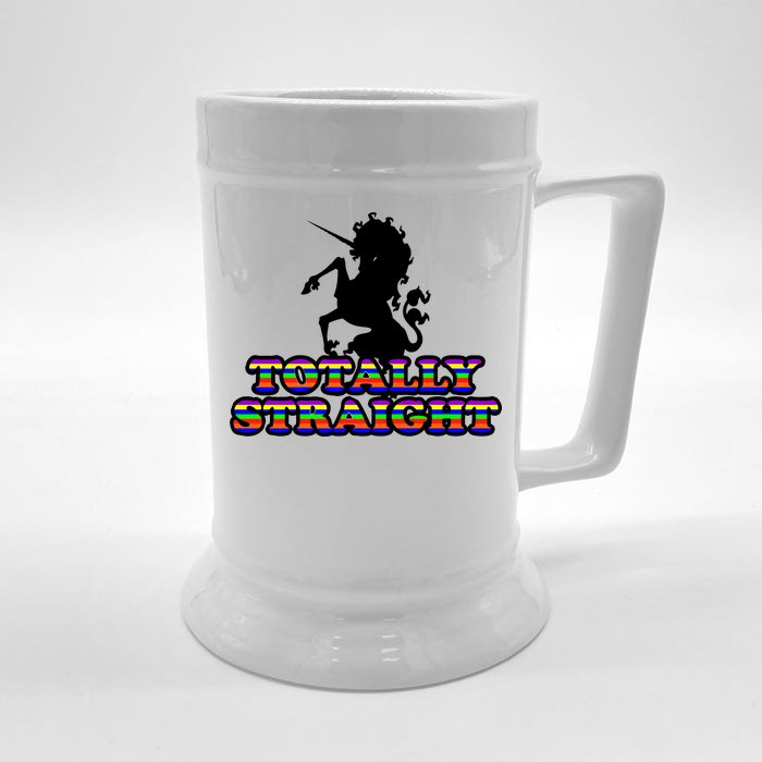 Totally Straight Unicorn Rainbow Pride Front & Back Beer Stein