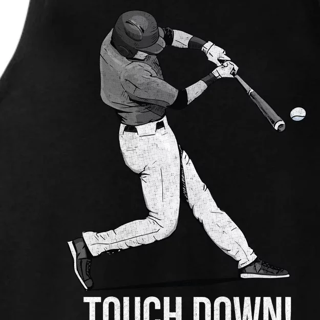 Touch Down Baseball Home Run Ladies Tri-Blend Wicking Tank