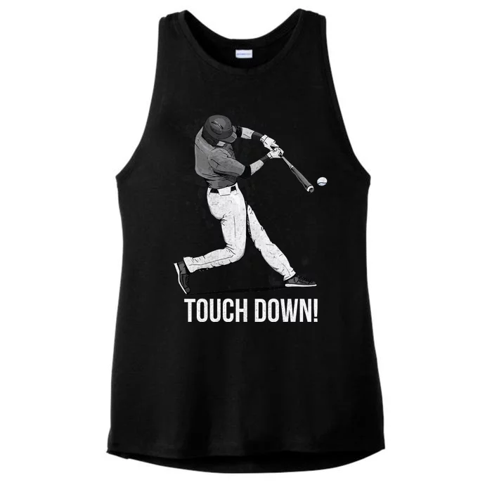 Touch Down Baseball Home Run Ladies Tri-Blend Wicking Tank