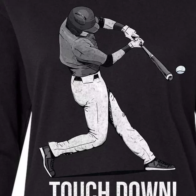 Touch Down Baseball Home Run Womens Cotton Relaxed Long Sleeve T-Shirt