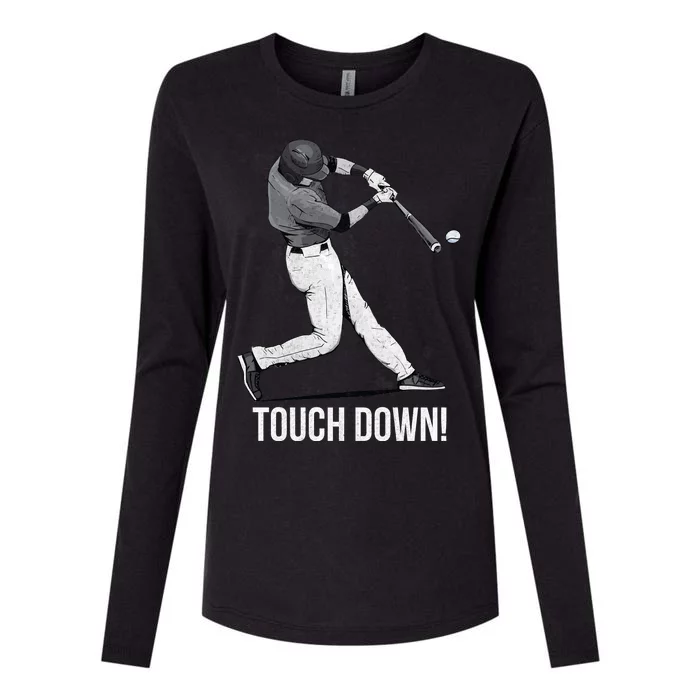 Touch Down Baseball Home Run Womens Cotton Relaxed Long Sleeve T-Shirt